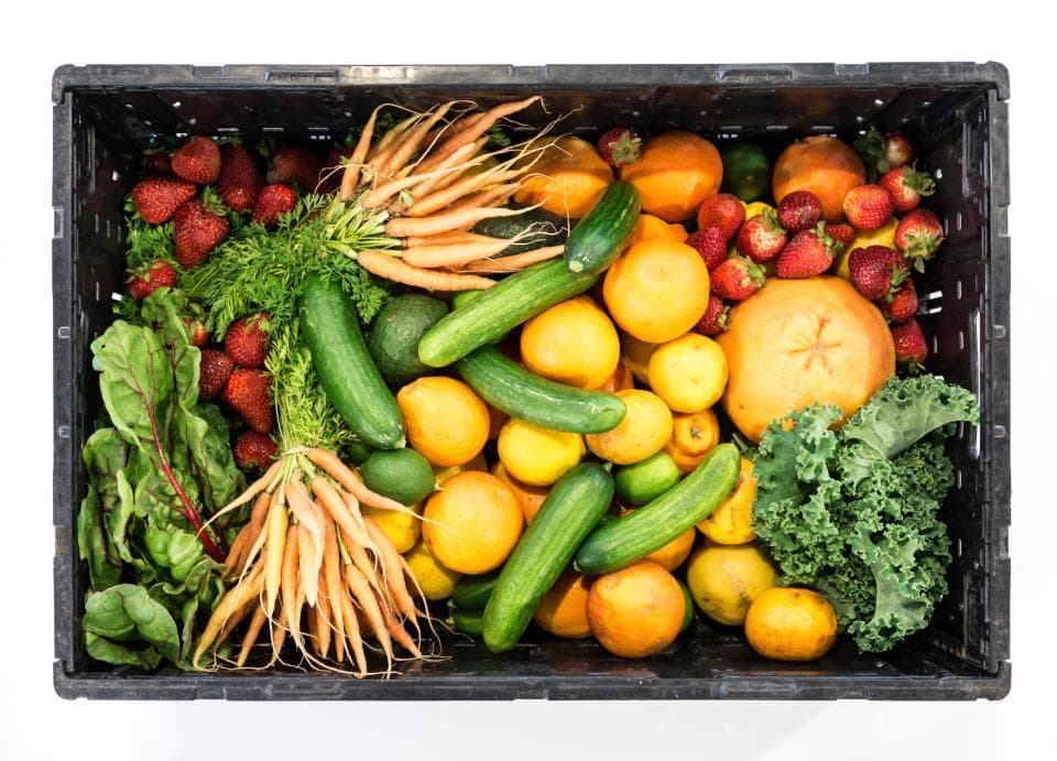 Fresh fruit and vegetables on a table
