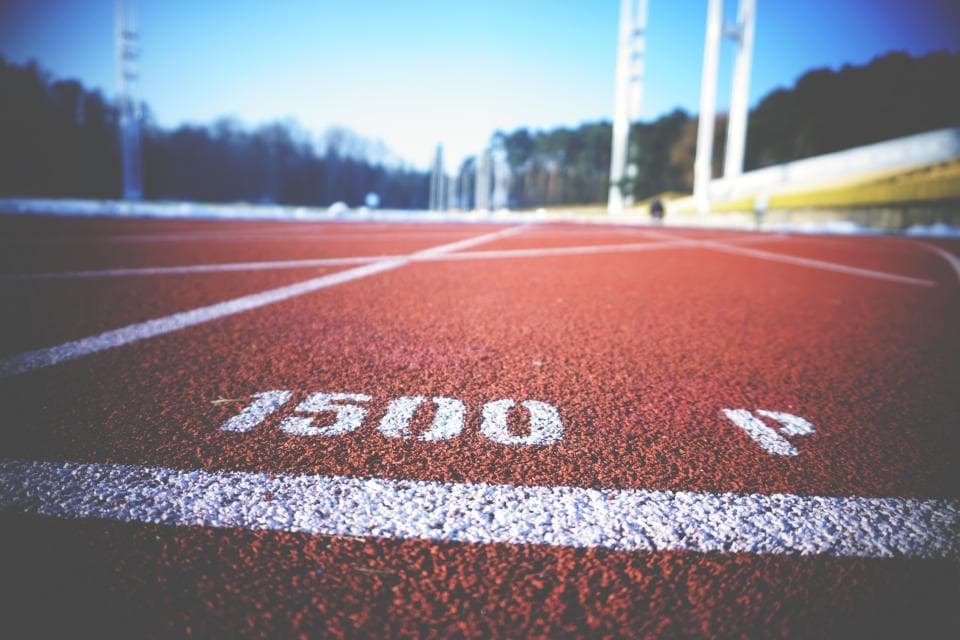 Running track with the 1500 metre start line